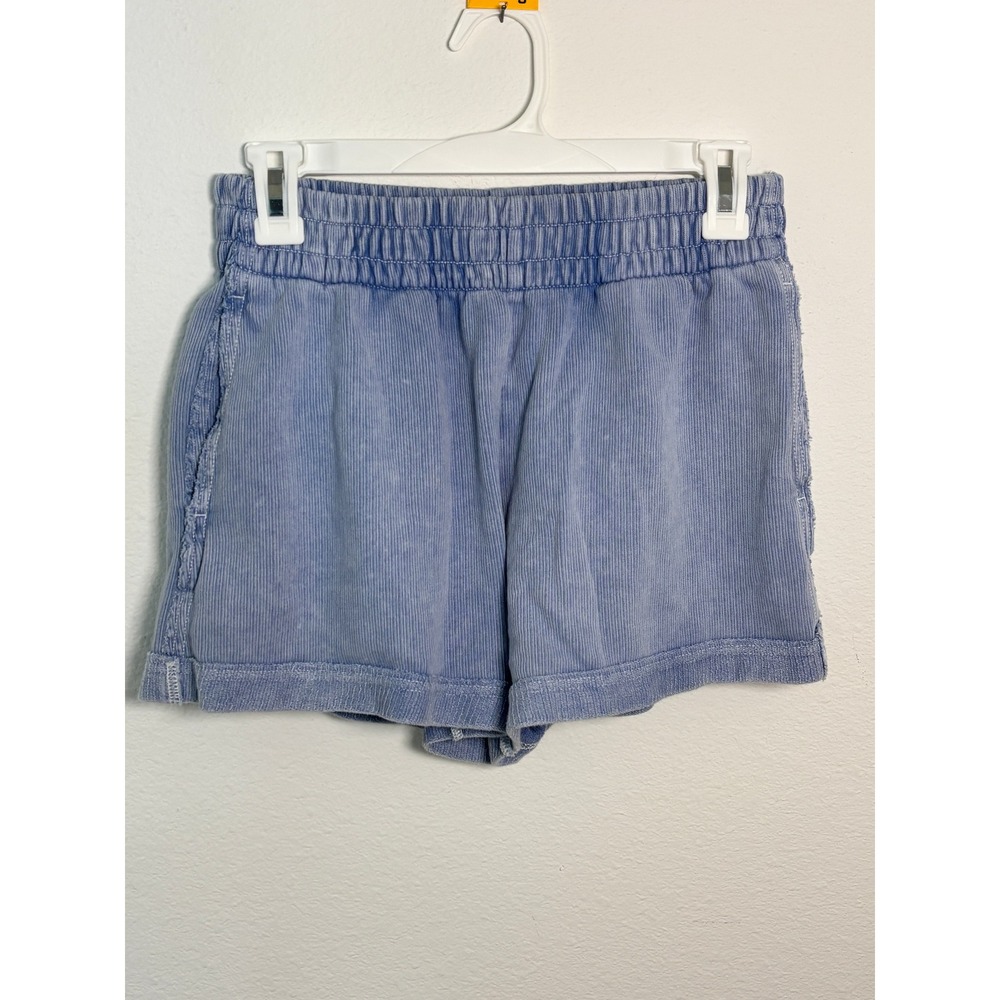 Aerie Blue Corduroy High Waisted Lounge Shorts XS Ribbed Elastic Waist